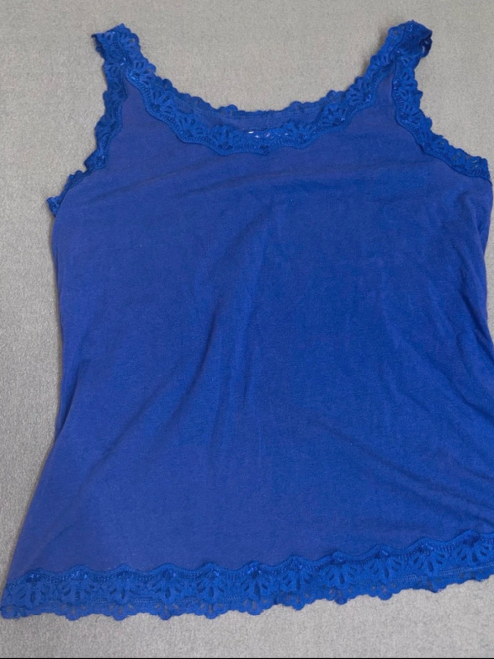 Christopher & Banks Womens L Blue Lace Trim Camisole Tank Top Sleeveless Y2K
